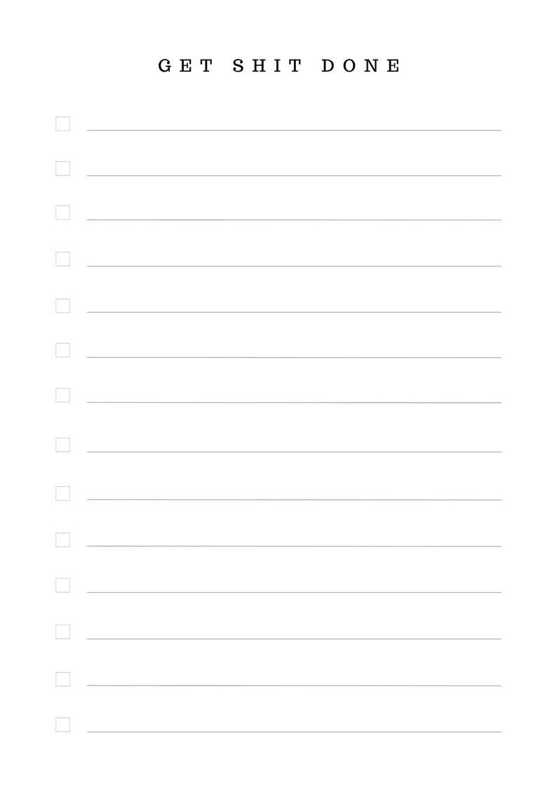 Get Shit Done Daily to Do List Printable Minimalist Printable - Etsy
