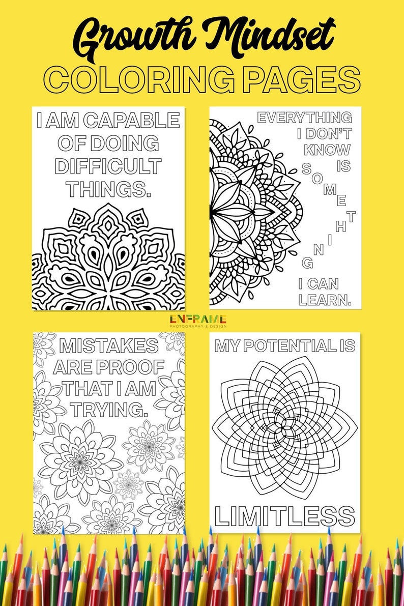 Growth Mindset Coloring Pages Printable Mandala Positive Mindset Quotes to Color image 1