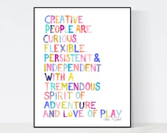 Matisse Poster, Henri Matisse Quote Prints, Typography, Playroom Wall Art, Classroom Decor, Creativity Quote, Art Teacher Gift