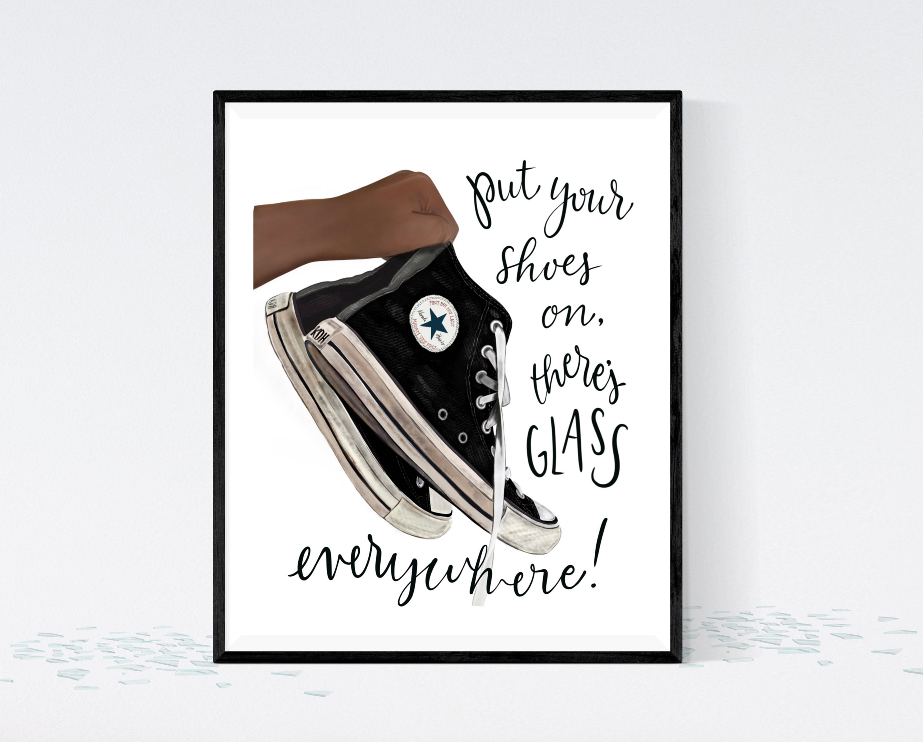 Printable Feminist Poster Kamala Harris Madam Vice President Put Shoes on There s Glass Everywhere Converse Chucks Glass Ceiling Etsy