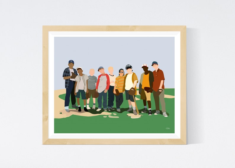 Sandlot Illustration Printable Movie Art, Baseball Decor, Movie Poster, Baseball Gifts, Baseball Coach Gift, Playroom Decor,Fathers Day Gift image 2