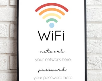 Wifi Password Sign Rainbow Waiting Room WiFi Sign WiFi Password Printable Editable Template AirBnB Signs Guest Room Sign LGBT LGBTQ Business