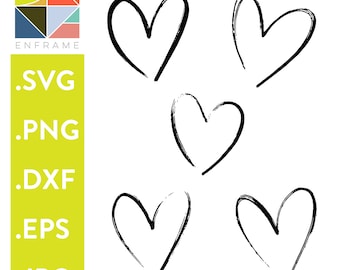 Hand Drawn Hearts SVG, Heart PNG, Commercial Use, Abstract Heart, Cricut, Silhouette, Cut Files, Boho Heart Doodle, Love SVG, Brush Strokes