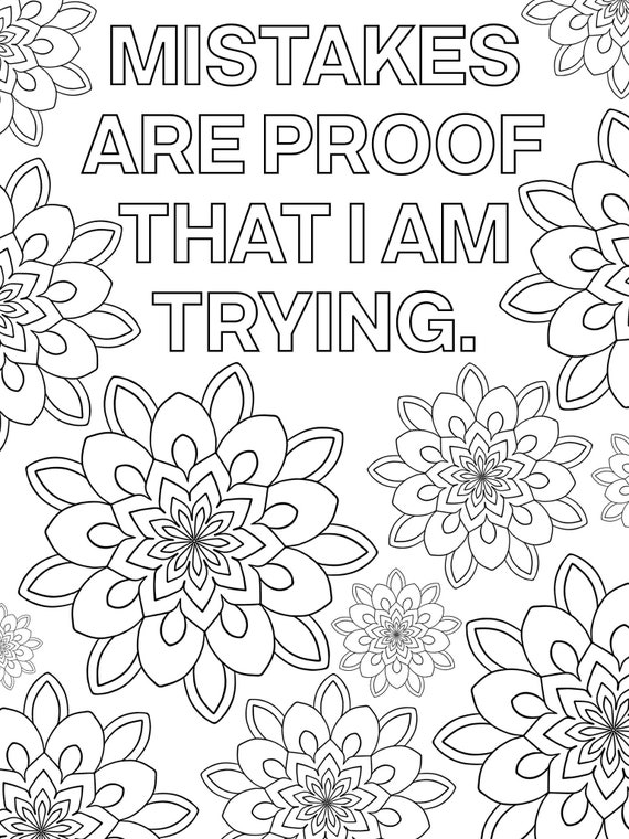 Growth Mindset Coloring Pages Printable Mandala Positive Etsy