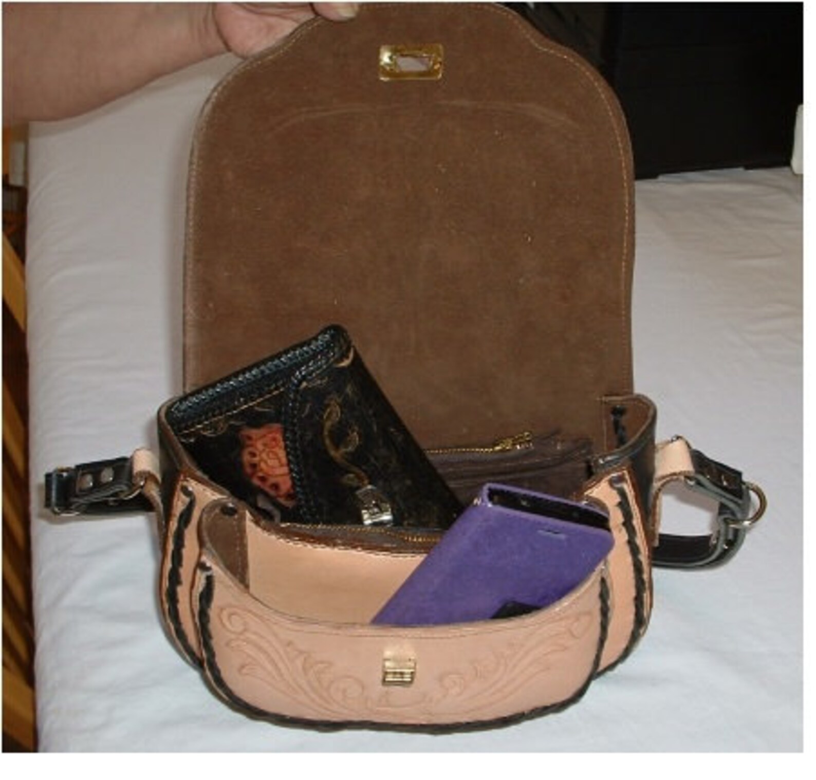 Lady's Engraved Leather Purse Etsy