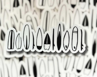 Minimalist Black and White Surfboard Waterproof Vinyl Decal Sticker