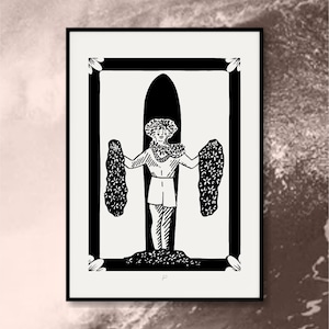 Duke Kahanamoku Line Drawing | Sunny Weeks | Waikiki Drawing | Black and White | Tropical Decor