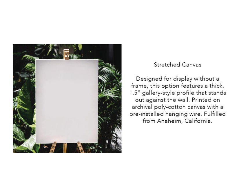 a white canvas with a wooden easel on top of it