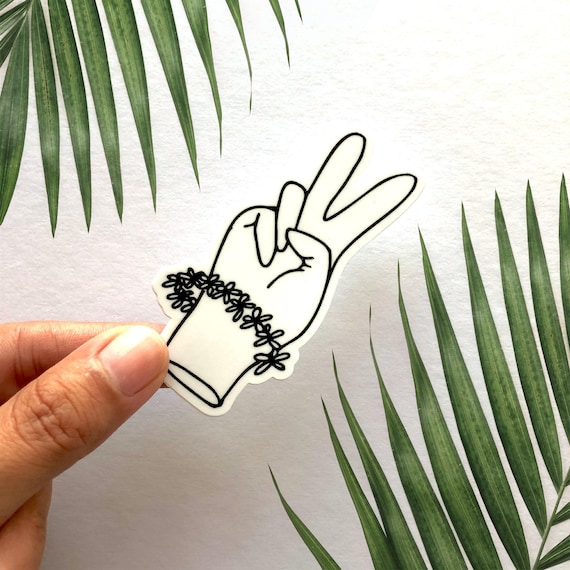 3 Inch Peace Sign Vinyl Sticker - Waterproof Black Decal With Free American Flag Heart Sticker
