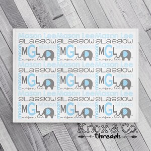 Personalized Baby Blanket - Name & Monogram - Blue, Gray , White - Elephant - Baby Shower - Name Announcement - Birth announcement