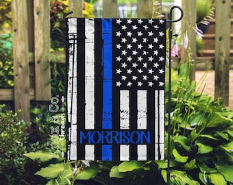 Thin Blue Line - Personalized Garden Flag - Back The Blue - LEO - Yard Flag - Father's Day