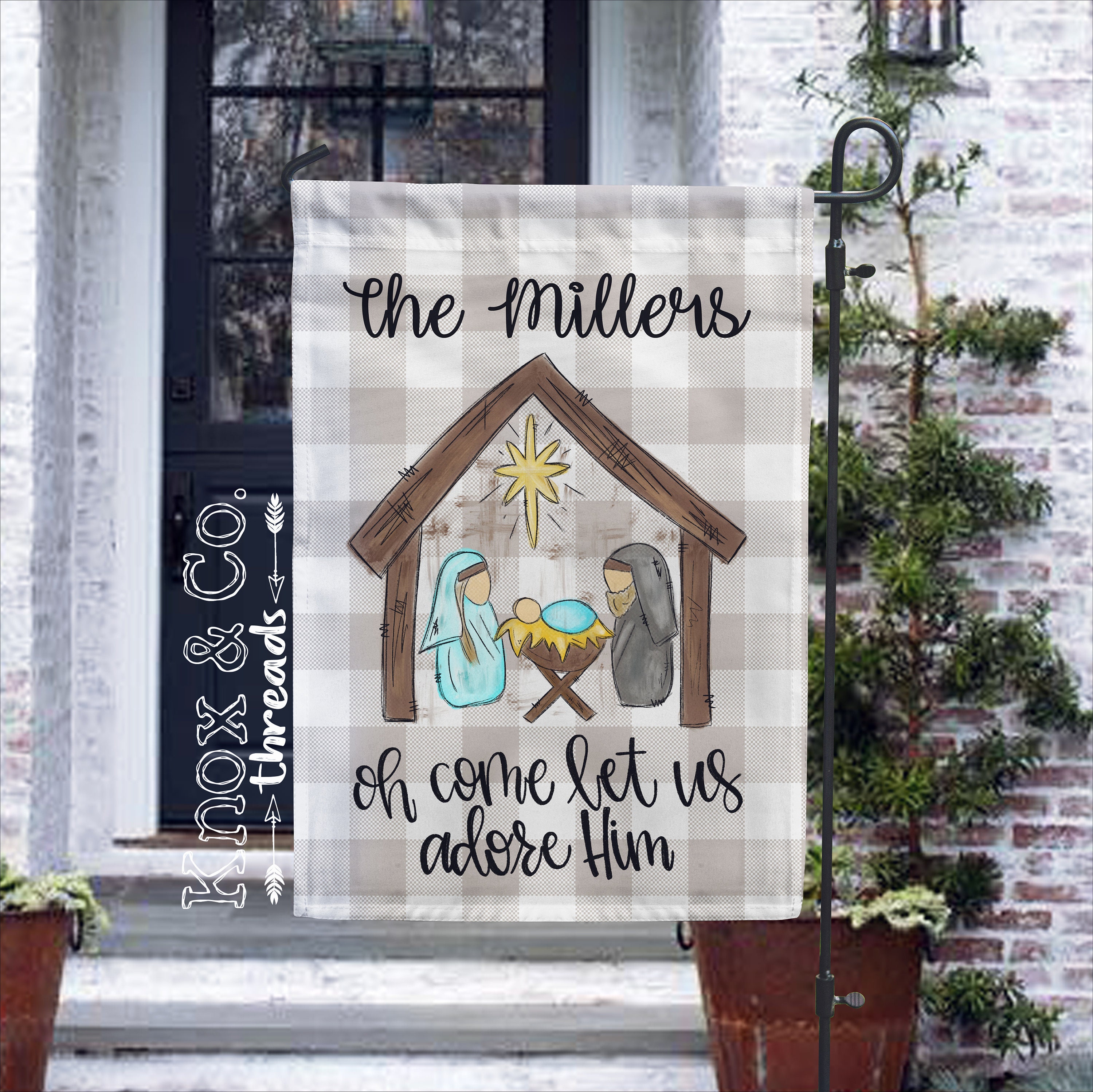 Bandera personalizada del jardín de Navidad Bandera de | Etsy