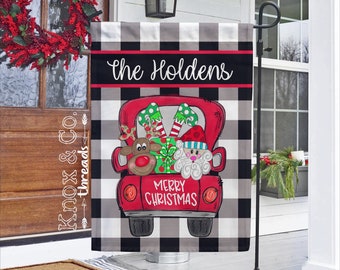 Personalized Christmas Garden Flag - Vintage Truck Flag - Believe - Christmas Decor - Outdoor Decor - Cute Porch - Farmhouse