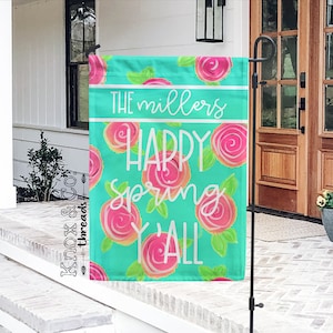 Personalized Spring Garden Flag - Watercolor Floral Flag - Spring Flag - Outdoor Decor