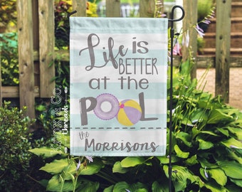 Personalized Pool Garden Flag - Pool Flag - Summer - Poolside