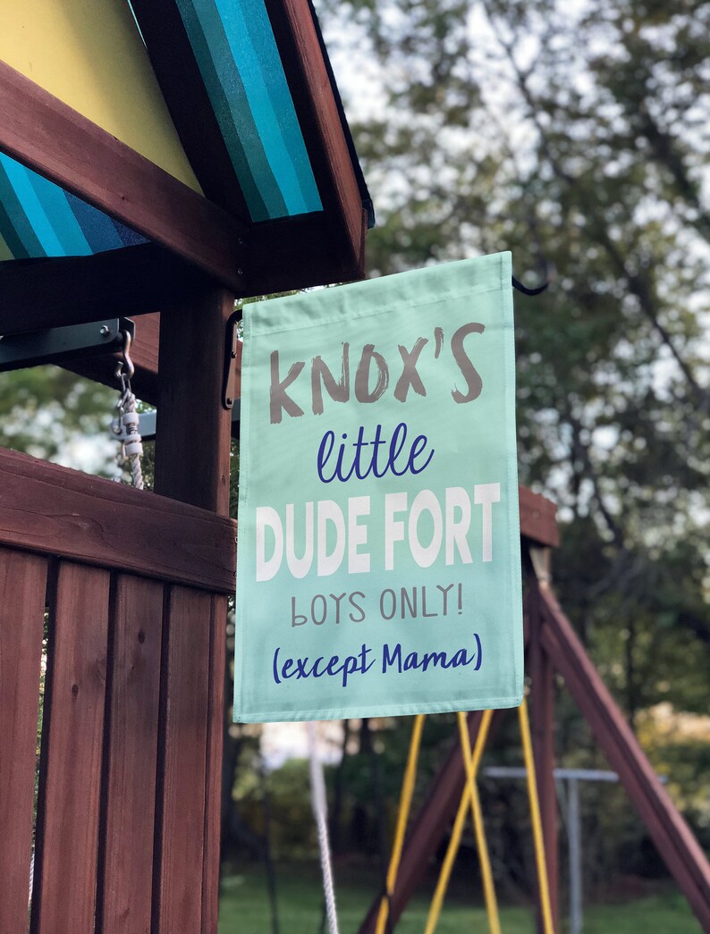 Personalized Garden Flag Little Dude Fort Playhouse Decor Etsy
