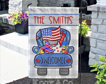 Fourth of July - Personalized Garden Flag - Independence Day - USA - Red- White - Blue - Yard Flag