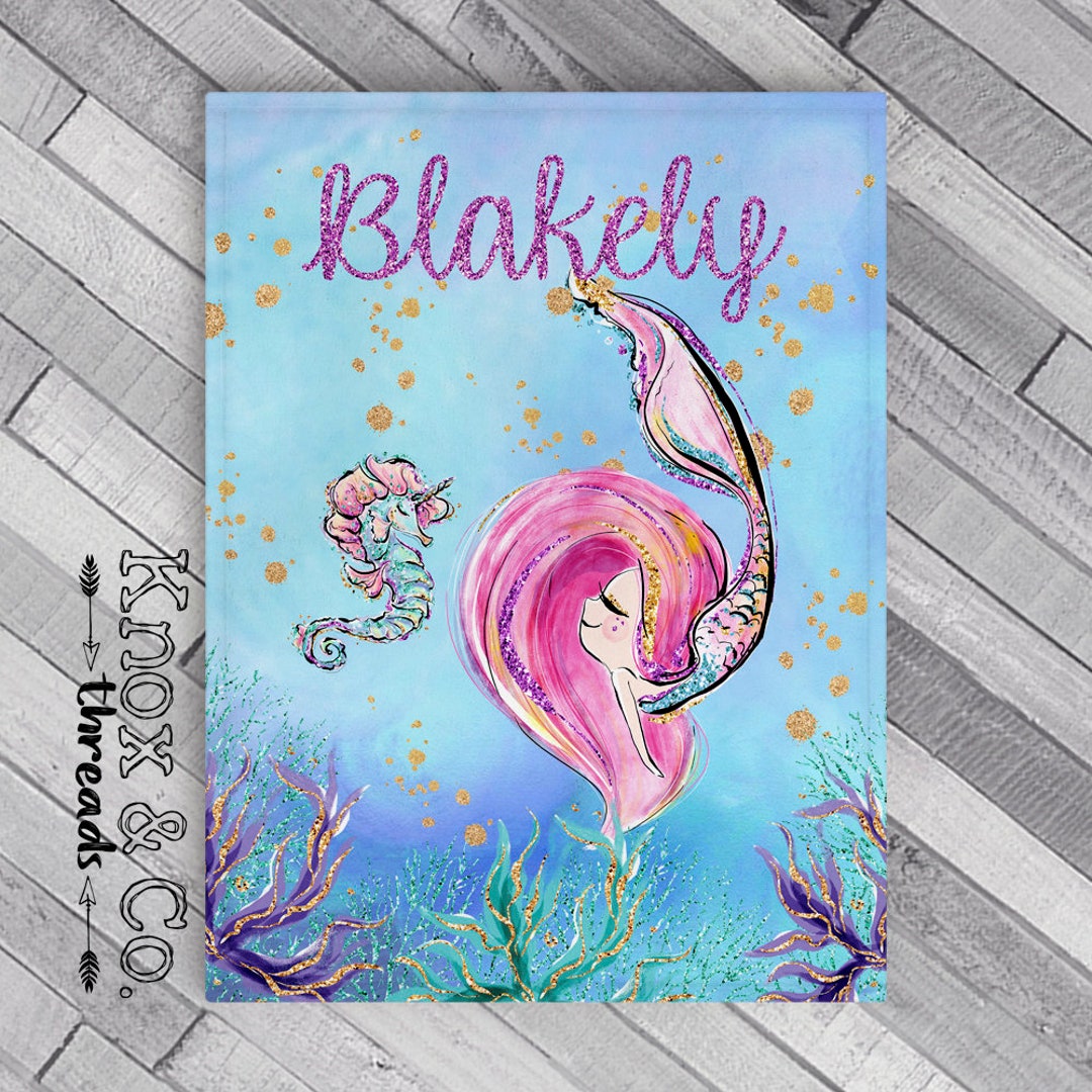Personalized Mermaid Blanket - Under the Sea - Glitter - Mermaid Tail ...