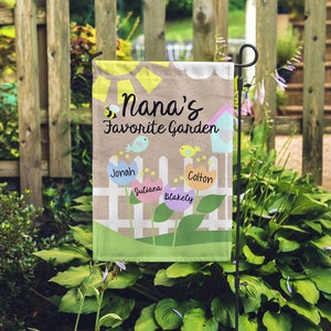 Personalized Garden Flag - Nana&#39;s Favorite Garden - Spring Garden Flag - Mothers Day Gift - Grandmother Gift - Gammy - Nanny - Grandma - Mom