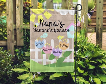 Personalized Garden Flag - Nana's Favorite Garden - Spring Garden Flag - Mothers Day Gift - Grandmother Gift - Gammy - Nanny - Grandma - Mom