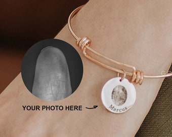 Custom Fingerprint Bracelet Memorial Gift Bereavement Gift Condolence Gift Keepsake Jewelry For Loved Ones In Loving Memory of Mom Dad