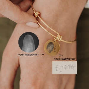 Custom Fingerprint Bracelet Engraved Signature Bracelet Kids Handwriting Jewelry Personalized Gift Fingerprint Jewelry New Mom Gift