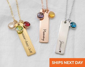 Necklace with Kids Names Child Birthstone Necklace for Grandma Personalized Gift for Her Mom Charm Necklace Gold Jewelry Baby Name Jewelry