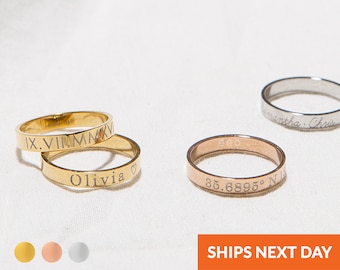 Gepersonaliseerde gegraveerde ring voor haar aangepaste naam stapelring aangepaste initiële ring stapelbare gouden naamringen verjaardag trendy sieraden cadeau