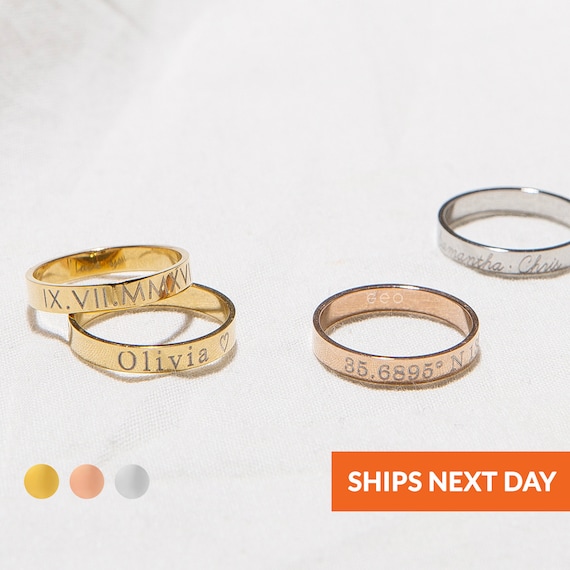 Gravierter Ring Personalisierte Geschenke für Sie Namensring - Etsy Schweiz