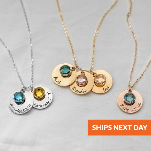 Personalized Gifts for Mom Gold Name Necklace Gift for Mom Mothers Birthstone Necklace Gift for Grandma Handmade Jewelry Gift for Wife