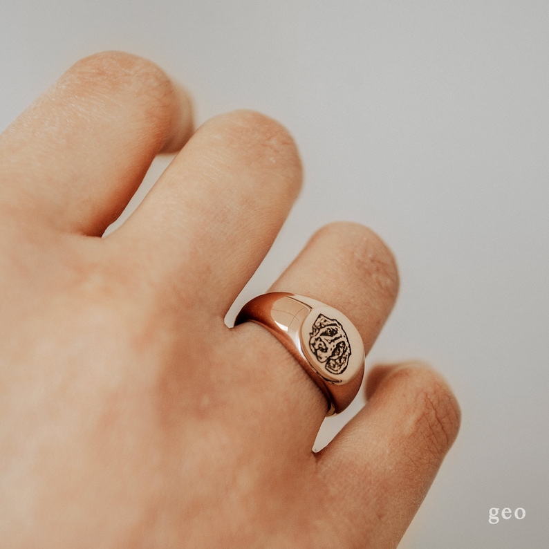 Custom Pet Portrait Ring Personalized Minimalist Rings Etsy