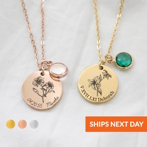 Personalisierte Blumen Halskette Floral Birthstone Halskette Geburt Blume SchmuckMemorial Erinnerung Charm Halskette Mutter Geburtstagsgeschenk für Sie