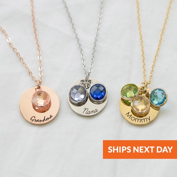 Grandma Necklace Birthday Gift for Her Nana Necklace Birthstone Jewelry Personalized Gift for Mom Grandmother Necklace Mimi Charm Necklace