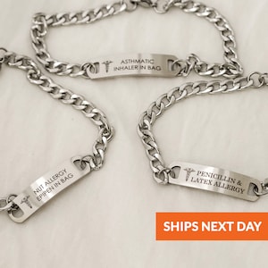 Personalized Medical Alert Bracelet Women Medical Id Bracelet Women Autism Bracelet for Kids Diabetic Alzheimer Epilepsy Dementia Seizure