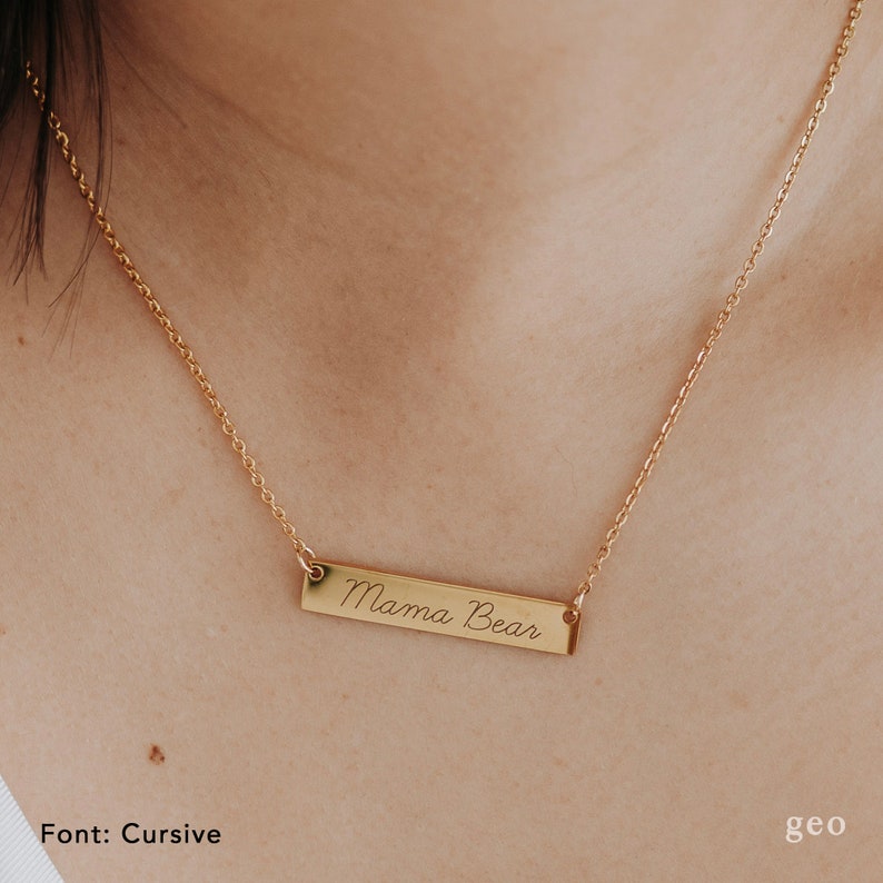 Personalized Bar Necklace Custom Coordinates Necklace Name Necklace Gold Bar Necklace Jewelry Gift Geopersonalized Mothers Day Gifts for Mom image 6