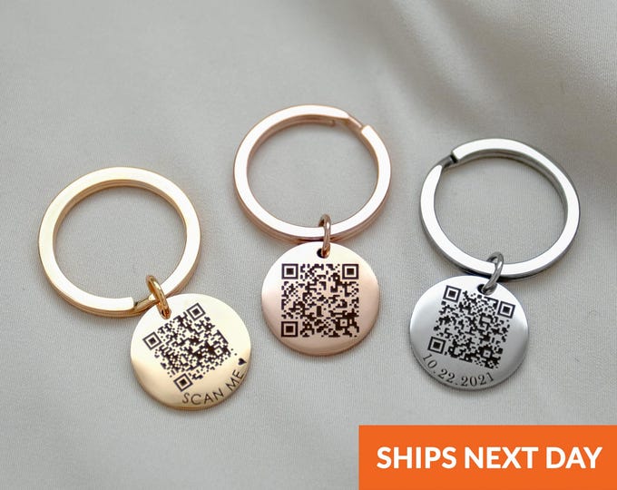 Custom Photo With QR Code Keychain, Personalized Album Keychain With QR ...