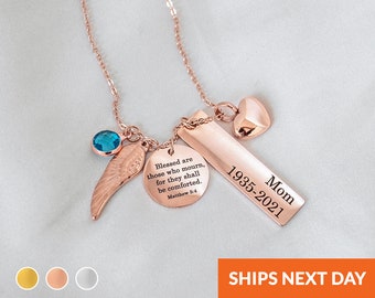 Memorial Charm Necklace Remembrance Jewelry for Mom Loss of Parent Gift Bereavement Gift Sympathy Necklace Condolence Gift Memorial Keepsake