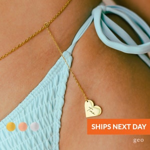 Handmade Heart Body Chain Waist Belly Chain Drop Chain Personalized Minimalist Gold Beachwear Custom Beach Summer Jewelry Name for Women