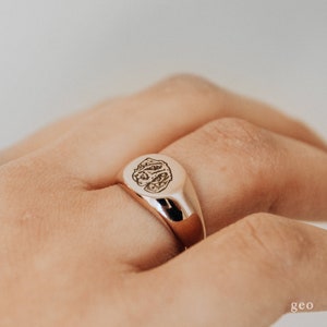 Signet aangepaste huisdier portret ring gepersonaliseerde Pinky ringen kat moeder handgemaakte cadeau hond ring huisdier Memorial geschenken huisdier minnaar unieke vakantiegift afbeelding 2