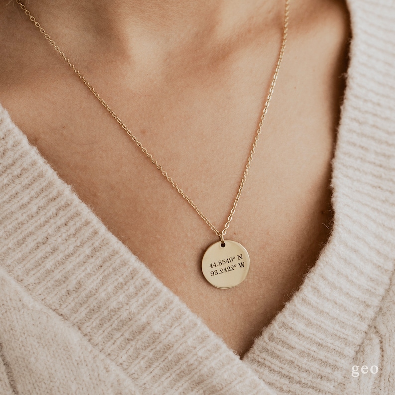 Personalized Engraved Handmade Medallion Pendant Custom Name Engraved Coin Necklace for Women Jewelry Mothers Day Gifts for Mom Initial Disc image 10