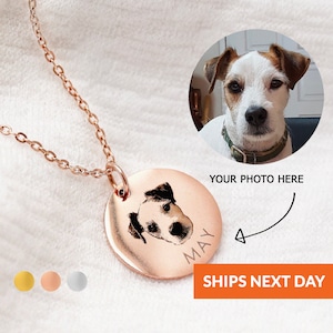Personalized Dog Dad Gift Pet Portrait Custom Dog Necklace Pet Parent Pet Lover Dog Name Jewelry Dog Charm Necklace Cat Mom Pendant Necklace