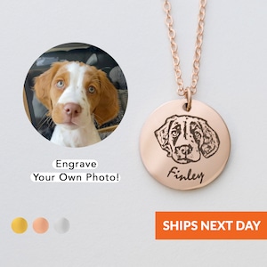 Ready to Ship Custom Pet Portrait Necklace Personalized Gift For Her For Women Best Friend Dog Mom Cat Mom Pet Necklace Handmade Jewelry