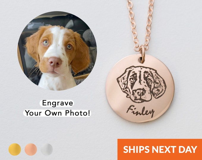 Ready to Ship Custom Pet Portrait Necklace Personalized Gifts For Mom For Women Best Friend Dog Mom Cat Mom Pet Necklace Handmade Jewelry