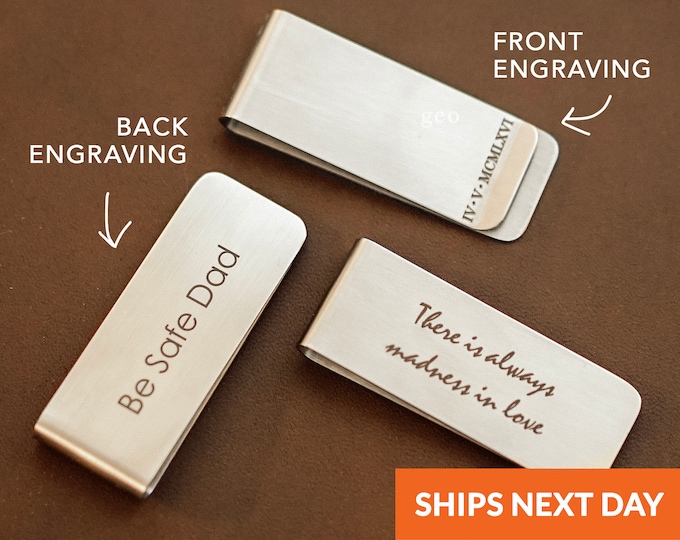 Personalized Money Clip Engraved Husband Father's Day Gift for Him Gift for Dad Custom Engraved Personalized Gift Metal Clip Mothers Day