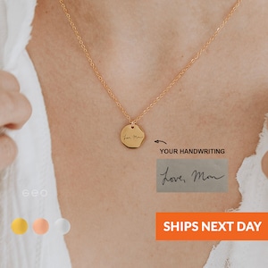 Collar con dije de escritura a mano, regalo personalizado conmemorativo, regalo de cumpleaños con firma, joyería grabada personalizada, regalo para el Día de la Madre