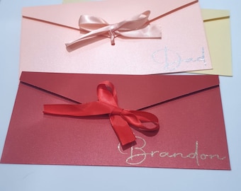 Luxury Personalised money envelope with gemstone name, voucher tickets 22 x 10.8cm