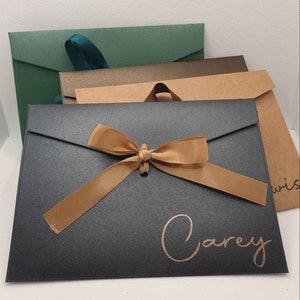 Luxury Personalised Gift envelope with gemstone name, voucher 17.5 x 12.4cm