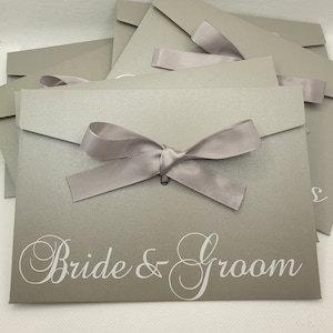 Mariage argent enveloppe carte cadeau portefeuille mariée marié jeunes mariés lune de miel 17,5 x 12,4 cm