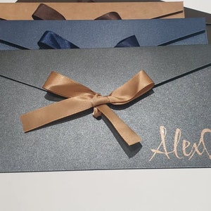 Luxury Personalised money envelope with gemstone name, voucher tickets 22 x 10.8cm