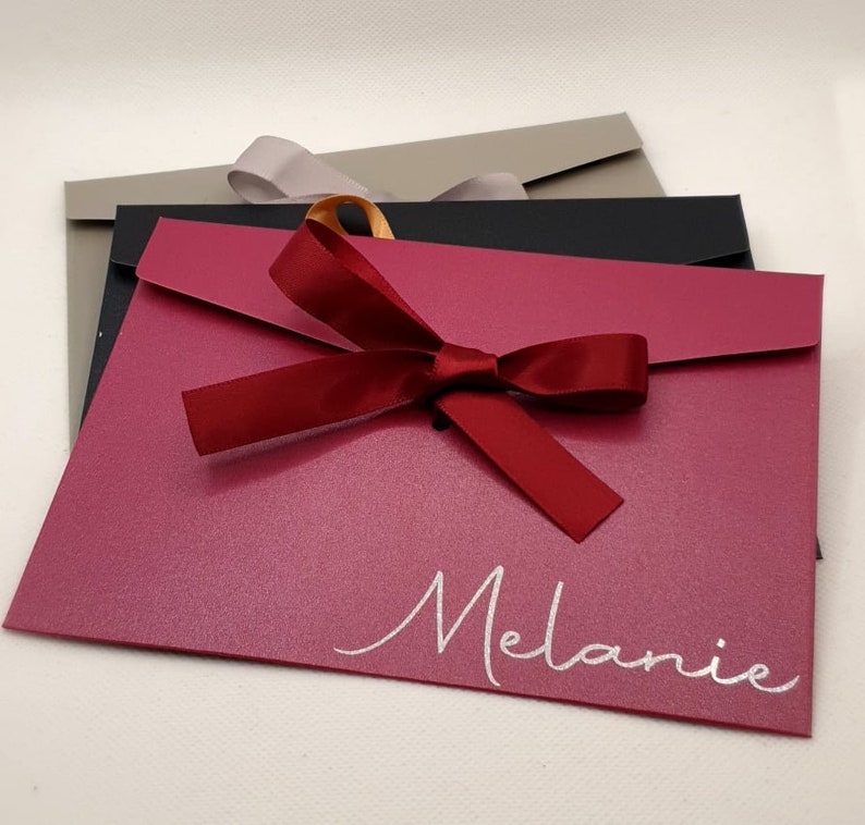 Luxury Personalised Gift envelope with gemstone name, voucher 17.5 x 12.4cm image 6